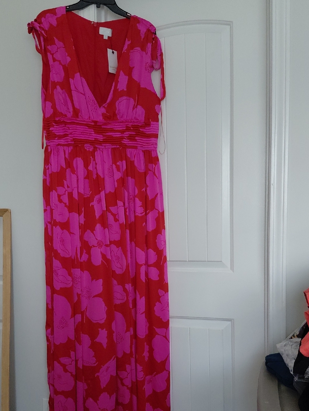 Sugarlips Red and Hot Pink Floral Maxi Dress
